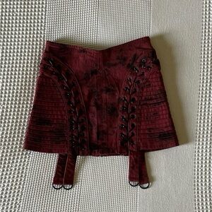 NWT - Dolls Kill - ‘Modulation Red Acid Wash Mini Skirt’ - XXS